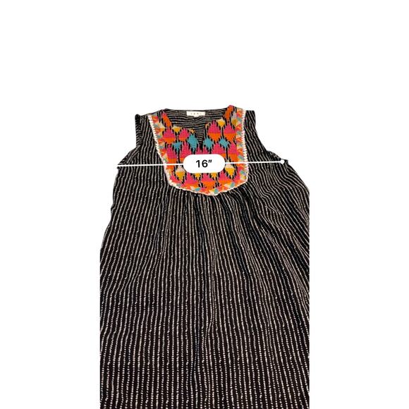 THML Black and White Striped  Dress with Floral Embroidery - Size S - Picture 8 of 13